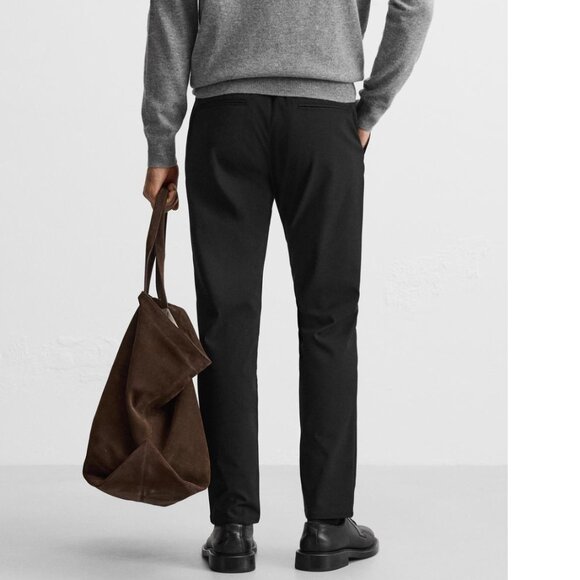 ZARA The Melange Black Pant Slim Bi Stretch Trousers Elegant Formal Size 29 NEW - Picture 2 of 13